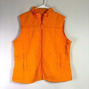 Talbots Vibrant Orange Light Weight Quilted Vest Size Large UU0915